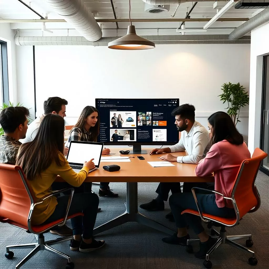 Equipo de diseño web trabajando juntos