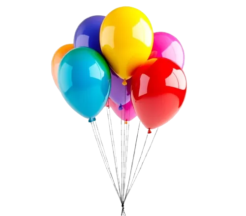 globos con cartel colgado