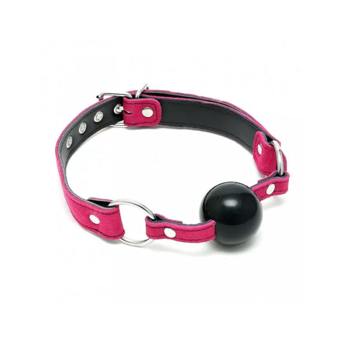 Mordaza Cuero Silicona Rosa Ajustable