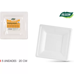 SET-5 PLATO BIO. CUAD. 20CM CAÑA ALGON