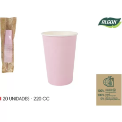 SET-20 VASO CARTON ROSA BABY 220CC ALGON