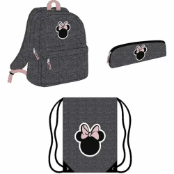 PACK PAPELERIA 3 PIEZAS MINNIE MOUSE : MOCHILA, ESTUCHE Y SAQUITO