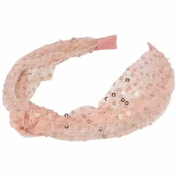 DIADEMA ROSA DE LENTEJUELAS CON LAZO