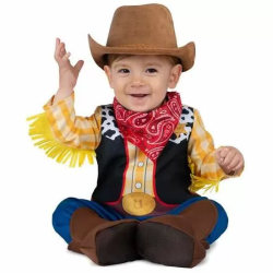 DISFRAZ COWBOY ADORABLE (SOMBRERO, PAÑUELO, MONO Y PATUCOS) TALLA 7-12 MESES