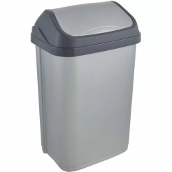 CUBO DE BASURA CON TAPA BASCULANTE, 25 L, SWANTJE, PLATEADO