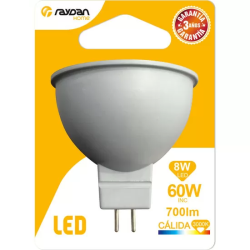 BOMBILLA LED SPOTLIGHT MR16 12V GU5.3 8W (=60W) 700LM 3000K 15000H RAYDAN HOME BL.1