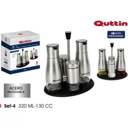 SET4 DISPENSADORES INOX CON SOPORTE QUTTIN