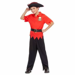 DISFRAZ PIRATA ROJO 10-12 AÑOS (SOMBRERO, CAMISA, CINTURÓN Y PANTALONES)