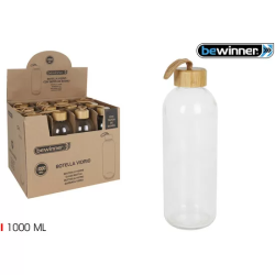 BOTELLA VIDRIO 1000ML. TAPON BAMBU BEWINNER