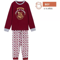 PIJAMA LARGO SINGLE JERSEY HARRY POTTER DARK RED