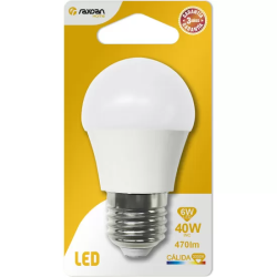 BOMBILLA LED ESFERICA G45 E27 6W (=40W) 470LM 3000K 15000H RAYDAN HOME BL.1