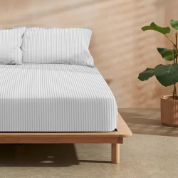 BAJERA PAPAMOA GRIS RAYA 100% ALGODÓN PARA CAMA DE 135/140