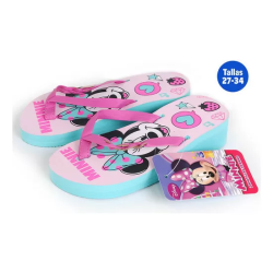 CHANCLAS PARA NIÑA MINNIE MOUSE AZUL Y ROSA TALLA 28