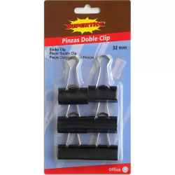 6 PINZAS DOBLE CLIP 32MM