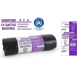 15 SACOS BASURA 70X75-G110-50 L. GREENTIME ECO