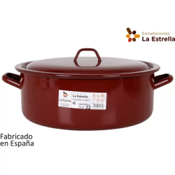 CACEROLA ESMALTADA C/TAPA 32CM - 10L TEJA