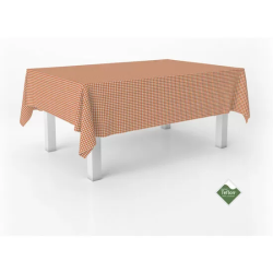 MANTEL TEFLONADO CONFECCIONADO PETIT VICHY NARANJA 200X140 CM