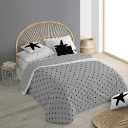 FUNDA NÓRDICA 100% ALGODÓN MODELO GALILEA GRIS PARA CAMA DE 200X200 CM.