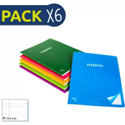 PACK 6 CUADERNO FLEXIPAC A5 90 GR 48 HOJAS PAUTA 3,5