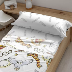 JUEGO DE SÁBANAS CON ALMOHADA Y BAJERA ESTAMPADAS 100% ALGODÓN MODELO HEDWIG PARA CAMA DE 105.