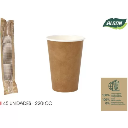 SET-45VASO CARTON KRAFT 220CC ALGON