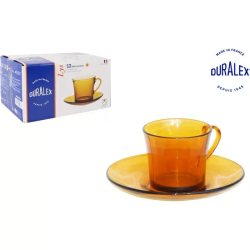 SET 6 TAZAS CON PLATO 18CL AMBAR LYS