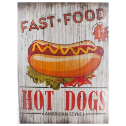 FAST FOOD HOT DOGS CUADRO DE MADERA