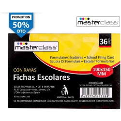 FICHAS ESCOLARES 36 UNIDADES CON RAYAS MASTERCLASS