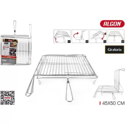 PARRILLA BBQ GIRATORIA CROMADA45X50 ALGON BBQ