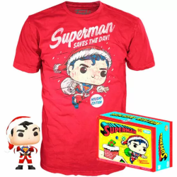 SET FIGURA POP & TEE DC COMICS SUPERMAN EXCLUSIVE FLOCKED