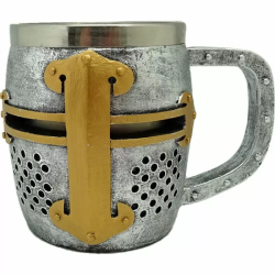 JARRA CABALLERO MEDIEVAL CASCO DE PLATA Y ORO