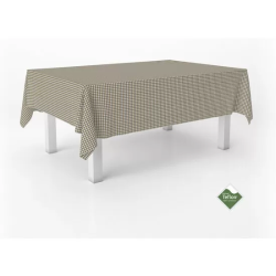 MANTEL TEFLONADO CONFECCIONADO PETIT VICHY CUERO 220X140 CM