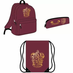 PACK PAPELERIA 3 PIEZAS HARRY POTTER ROJO : MOCHILA, ESTUCHE Y SAQUITO