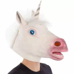 WHITE UNICORN LATEX MASK