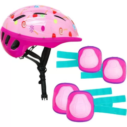 SET CASCO + PROTECCIONES ROSA