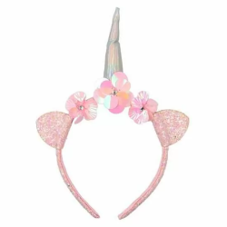 DIADEMA CON OREJITAS Y CUERNO DE UNICORNIO