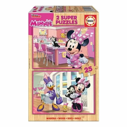 2 PUZZLES DE MADERA DE 25 PIEZAS MINNIE MOUSE 