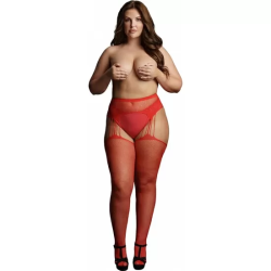 LE DÉSIR - SUSPENDER RHINESTONE PANTYHOSE - MEDIAS DE LIGUERO- ROJO - OSX