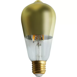 BOMBILLA LED DECORATIVA ST64 FILAMENTO REGULABLE CUPULA ORO/TRANSPARENTE