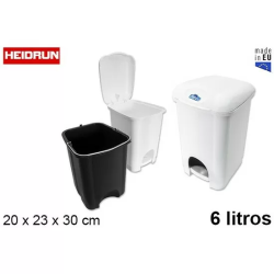 PAPELERA PLASTICO CON PEDAL BLANCA HEIDRUN 6 LITROS