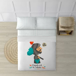 JUEGO DE SÁBANAS CON ALMOHADA Y BAJERA ESTAMPADAS A JUEGO 100% ALGODÓN MODELO GUERRERO PARA CAMA DE 180 (260X270) (240X270) 175X270