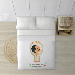 JUEGO DE SÁBANAS CON ALMOHADA Y BAJERA ESTAMPADAS A JUEGO 100% ALGODÓN MODELO ROCK STAR PARA CAMA DE 135/140 (210X270)