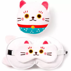 ALMOHADA VIAJE ANTIFAZ GATO MANEKI NEKO RESTEAZZZ