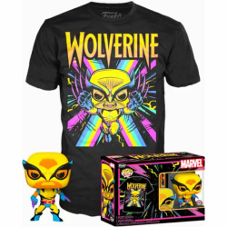 SET FIGURA POP & TEE MARVEL WOLVERINE BLACK LIGHT