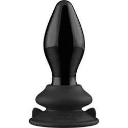 STRETCHY - GLASS VIBRATOR - WITH SUCTION CUP AND REMOTE - RECHARGEABLE - 10 VELOCIDADES - NEGRO