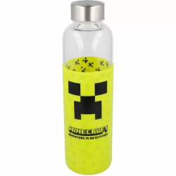 BOTELLA CRISTAL MINECRAFT FUNDA SILICONA 585ML