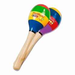 MARACAS DE MADERA PINTADAS, 20 CM.