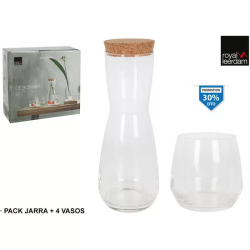 SET 4 VASOS + JARRA CON CORCHO DEBONAIR