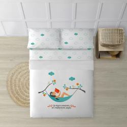 JUEGO DE SÁBANAS CON ALMOHADA Y BAJERA ESTAMPADAS A JUEGO 100% ALGODÓN MODELO HAMACA PARA CAMA DE 180 (260X270) (240X270) 175X270