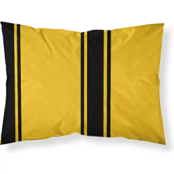 FUNDA DE ALMOHADA 100% ALGODÓN MODELO HUFFLEPUFF RAYAS DE 50X80CM.